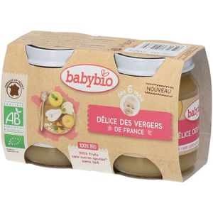 Babybio Fruitlekkernij – 100% Biologische Babyvoeding Vruchtenmoes Vanaf 6 Maanden 2x130 Beslag
