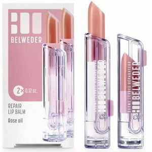 Belweder - 2 Transparante Herstellende Lippenbalsem / Lipstick - Damascus Rozenolie - 2 Stuks in 1 doosje verpakt