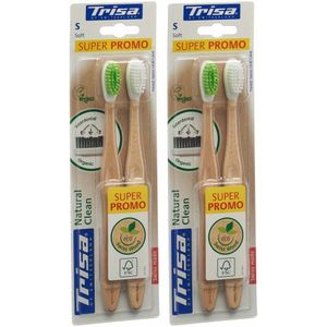 TRISA 2 Natural Clean zachte tandenborstels 2x2 Tandenborstel