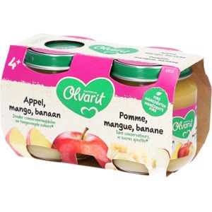 Olvarit | Fruitpap Babyvoeding Vanaf 4 Maanden Appel Mango Banaan 2x125