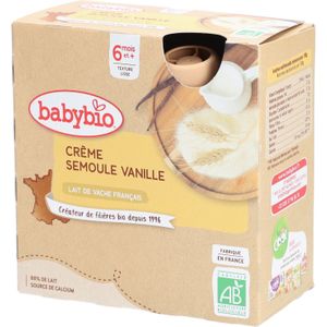 Babybio Griesmeel Vanille – Biologische Babyvoeding Dessert Snack vanaf 6 Maanden 4x85