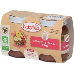 Babybio Bipack Appel-Aardbei +6 Maanden 2x130 Beslag