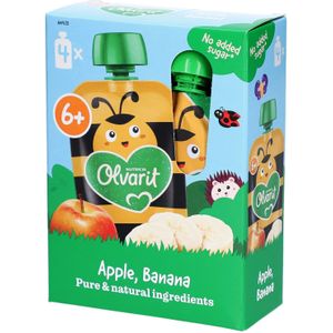Olvarit | Knijpzakje Babyvoeding Vanaf 6 Maanden Appel Banaan 4x100