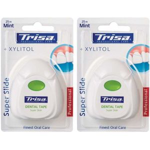 TRISA Zahnseide Super Slide 25m mint Xylitol x2 2x1 Flosdraad
