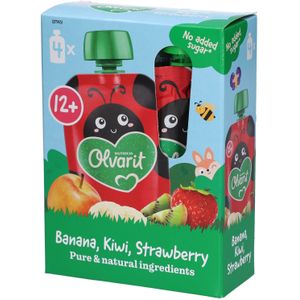 Olvarit | Knijpzakje Babyvoeding Vanaf 12 Maanden Banaan Kiwi Aardbei 4x100