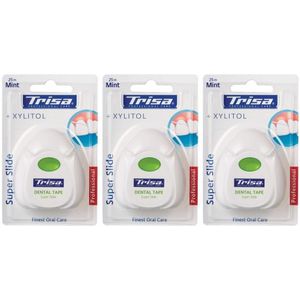 TRISA Zahnseide Super Slide 25m mint Xylitol x3 3x1 Flosdraad