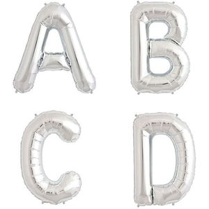 Letter ballonnen zilver 36cm Letter M