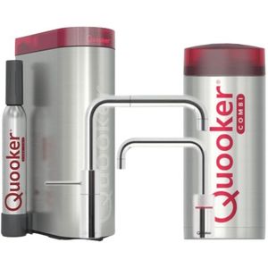 QUOOKER COMBI NORDIC SQUARE TWINTAPS RVS + CUBE - 22NSRVSTT