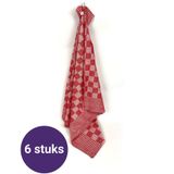 Geblokte Theedoek Rood  (set van 6) - 65 x 65