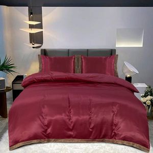 Glanzend Satijnen Dekbedovertrek met Lace / Griekse Sleutel / Versace - White - 140x200/220