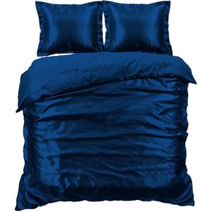 Glanzend Satijnen Dekbedovertrek  Navy Blue - 240x200/220
