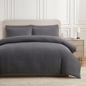 Wafelstof Dekbedovertrek Antraciet - 100% Katoen - 240x200/220