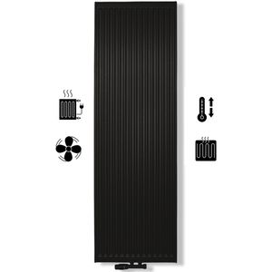 ECA 180x50 cm Type 22 - 2865 Watt - ECA Hybride Verticale radiator geribbelde voorzijde - Mat Zwart (RAL 9005)