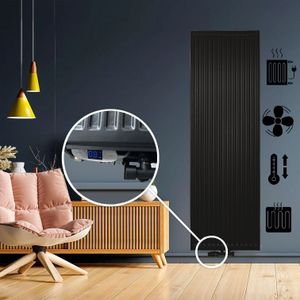 ECA 160x50 cm Type 22 - 2616 Watt - ECA Hybride Verticale radiator geribbelde voorzijde - Mat Zwart (RAL 9005)