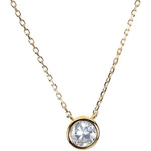 Zirkonia Solitär Collier Silber vergoldet