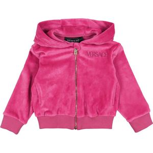 Versace Cardigan - Fluweel - Fuchsia m. Logo - Versace - 12-18 mnd - Cardigan