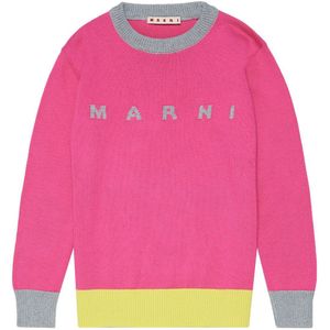 Marni Blouse - Gebreid - Roze m. Grijs Gevlekt/Geel - Marni - 10 jaar (140) - Shirts