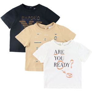 Emporio Armani T-shirts - 3-pack - Wit/Zand/Zwart - Emporio Armani - 12 mnd - T-Shirts