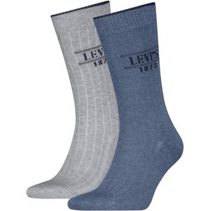 Levis Sokken - Regular Cut - 2-pack - Rib Logo - Blauw/grijs - Levis - 39/42 - Sokken