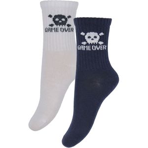 Minymo Sokken - 2-pack - Dark Navy/Wit m. schedel - Minymo - 23/26 - Sokken