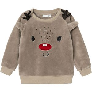 Name It Sweatshirt - Teddy - NmnRendier - Weathered Teak - Name It - 3 jaar (98) - Sweatshirt