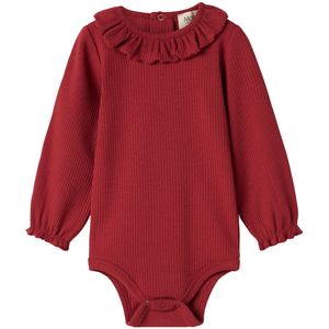 MarMar Romper l/s - Rib/Modaal - Brandine - Hibiscus Red - MarMar - 56 - Romper L/S