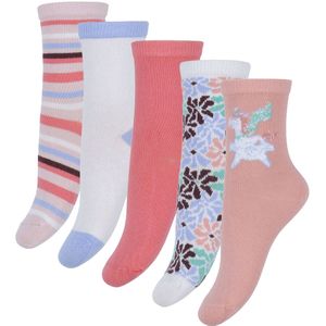 Name It Sokken - 5-pack - NmfVinni - Bright White/Floral AOP - Name It - 28/30 - Sokken