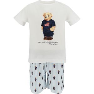 Polo Ralph Lauren Pyjama set - Wit/Blauw Gestreept m. Knuffel - Polo Ralph Lauren Acc - 6 jaar (116) - Pyjama - Tweedelig