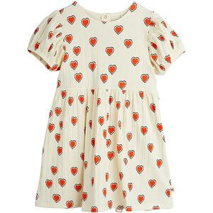 Mini Rodini Jurk - Rib - Offwhite m. Harten - Mini Rodini - 4-5 jaar (104-110) - Jurk