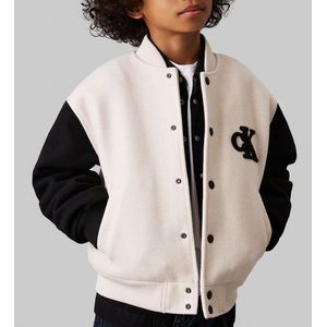 Calvin Klein Jas - Heather Varsity - Havermout Heather/Zwart - Calvin Klein - 10 jaar (140) - Zomerjas