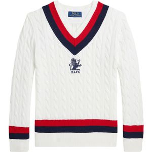 Polo Ralph Lauren Blouse - Gebreid - Dekwas White m. Navy/Rood - Polo Ralph Lauren - 10-12 jaar (140-152) - Shirts