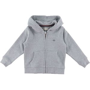 GANT Cardigan - Shield Ritssluiting - Light Grey Melange - GANT - 2 jaar (92) - Cardigan