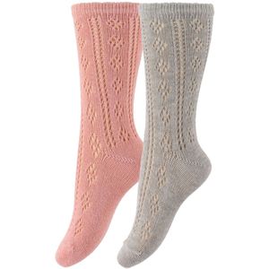 Minymo Sokken - 2-pack - Grijs/Roze - Minymo - 15/18 - Sokken