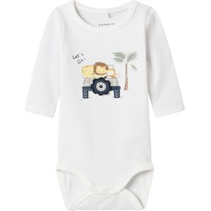 Name It Romper l/s - NbmHol - Bright White m. Print - Name It - 56 - Romper L/S