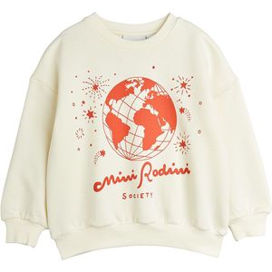 Mini Rodini Sweatshirt - Maatschappij - Offwhite/Rood - Mini Rodini - 4-5 jaar (104-110) - Sweatshirt