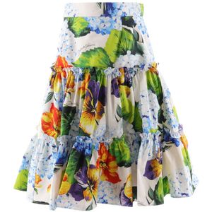 Dolce & Gabbana Rok - Renaissance - Wit/Multicolour m. Blo - Dolce & Gabbana - 5 jaar (110) - Rok