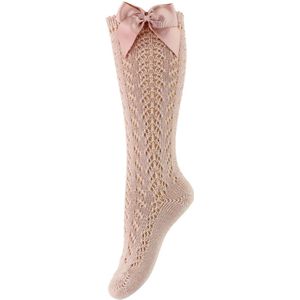 Condor Kniesokken m. Vlinderdas - Gebreid - Dusty Roze - Condor - 0-3 mnd - Sokken