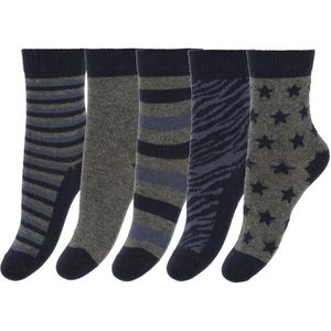 Minymo - Sokken - 5-pack - Blauw/Grijs Gestreept