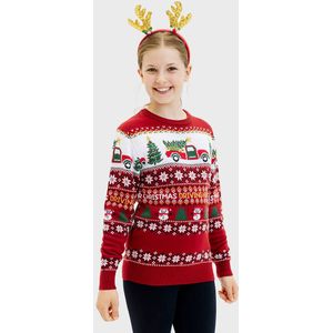 Jule-Sweaters Blouse - Rijden Home Voering Kerstmis - Rood - Jule-Sweater - 3-4 jaar (98-104) - Shirts