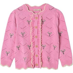 Fliink Cardigan - Gebreid - Mela Flower - Begonia Roze - Fliink - 98 - Cardigan