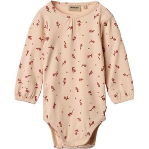Wheat Romper l/s - Rib - Elmen - Rose Waterbloemen - Wheat - 68 - Romper L/S