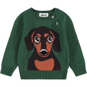 Molo Blouse - Gebreid - Wol/Katoen - Teckel pup - Molo - 1 jaar (80) - Shirts