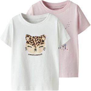 Name It T-Shirt - 2-pack - NmfVanaya - Ballerina/Bright White - Name It - 3 jaar (98) - T-Shirts