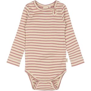 Petit Piao Romper l/s - Rib - Modaal - Nostalgisch Rose/Off Whit - Petit Piao - 56 - Romper L/S