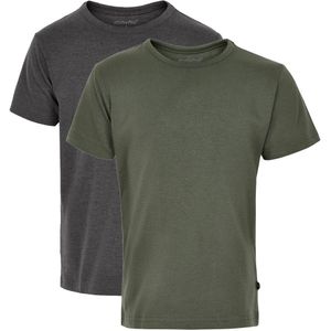 Minymo T-Shirt - 2-pack - Antraciet Grijs/Army - Minymo - 1 jaar (80) - T-Shirts