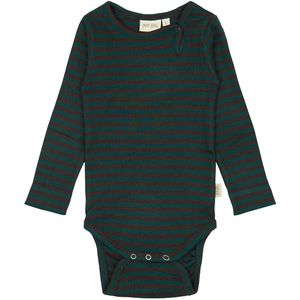 Petit Piao Romper l/s - Rib - Modaal - Dark Sea/Koffieboon - Petit Piao - 56 - Romper L/S