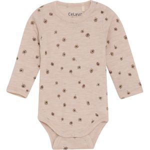 CeLaVi Romper l/s - Wol - Rose Dust m. Bloemen - CeLaVi - 100 - Romper L/S