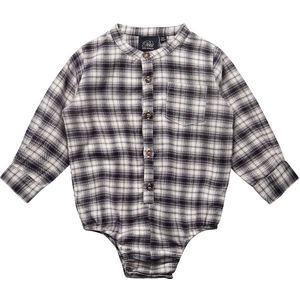 Petit by Sofie Schnoor Hemdromper L/æ - Grijs Geruit - Sofie Schnoor - 68 - Romper L/S