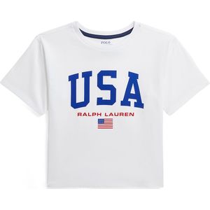 Polo Ralph Lauren T-Shirt - Bijgesneden - Wit m. VS - Polo Ralph Lauren - 7 jaar (122) - T-Shirts