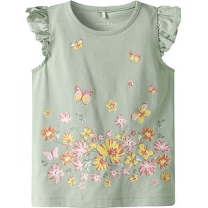 Name It Top - NmfVayana - Aqua Grijs/Yellow Flower - Name It - 3 jaar (98) - Tanktop